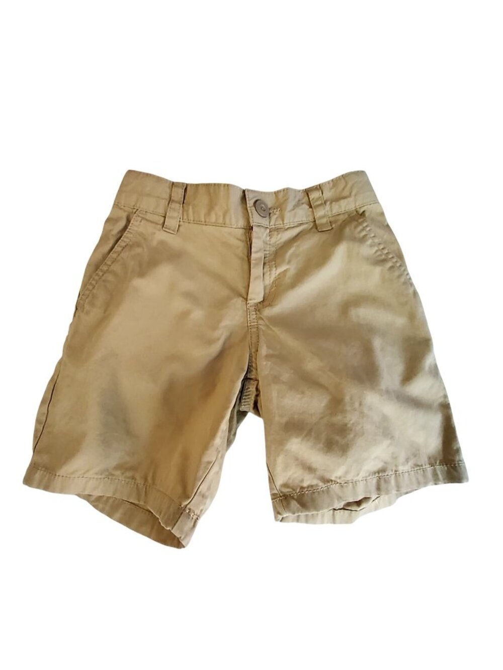 Cat & Jack Boys Beige Cotton Adjustable Waist Shorts Size 5 button-zip closure